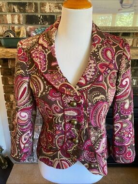 W WORK TO WEEKEND paisley floral jacquard cropped jacket blazer. Like new!!